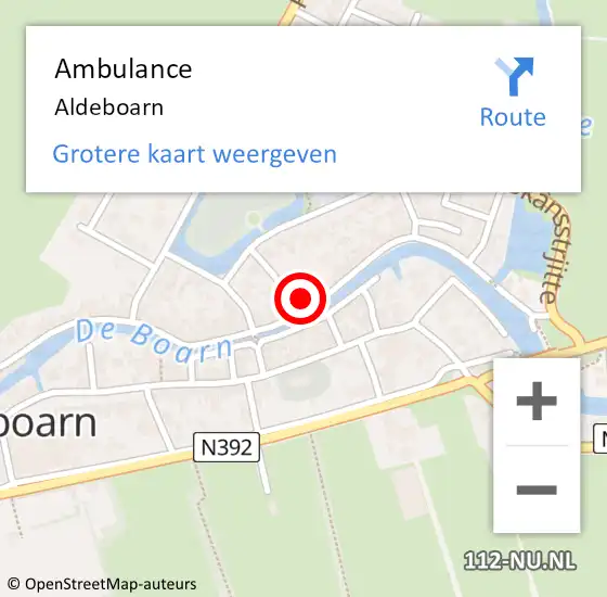 Locatie op kaart van de 112 melding: Ambulance Aldeboarn op 1 november 2024 06:02