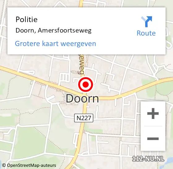 Locatie op kaart van de 112 melding: Politie Doorn, Amersfoortseweg op 25 oktober 2014 12:56