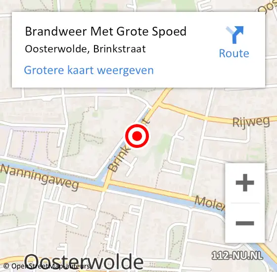 Locatie op kaart van de 112 melding: Brandweer Met Grote Spoed Naar Oosterwolde, Brinkstraat op 1 november 2024 07:35