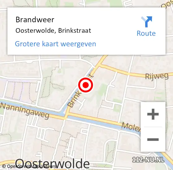 Locatie op kaart van de 112 melding: Brandweer Oosterwolde, Brinkstraat op 1 november 2024 07:41