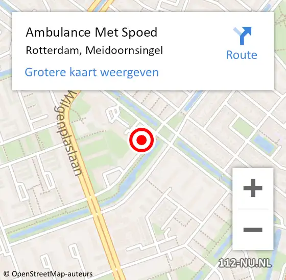 Locatie op kaart van de 112 melding: Ambulance Met Spoed Naar Rotterdam, Meidoornsingel op 1 november 2024 07:56