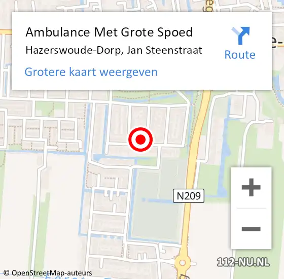 Locatie op kaart van de 112 melding: Ambulance Met Grote Spoed Naar Hazerswoude-Dorp, Jan Steenstraat op 1 november 2024 08:00