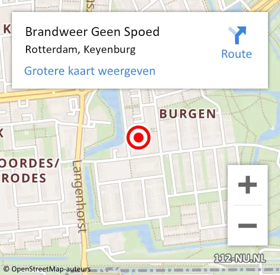 Locatie op kaart van de 112 melding: Brandweer Geen Spoed Naar Rotterdam, Keyenburg op 1 november 2024 08:33