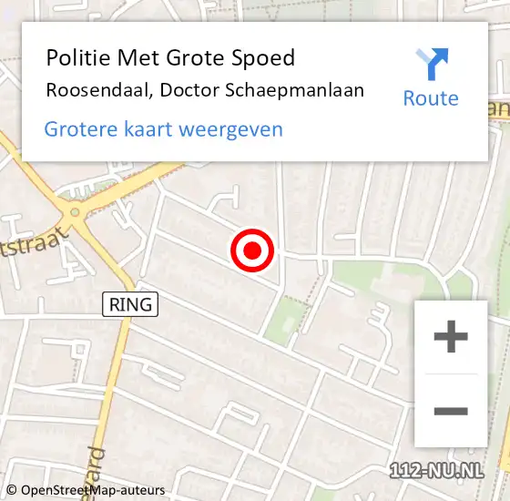 Locatie op kaart van de 112 melding: Politie Met Grote Spoed Naar Roosendaal, Doctor Schaepmanlaan op 1 november 2024 08:41