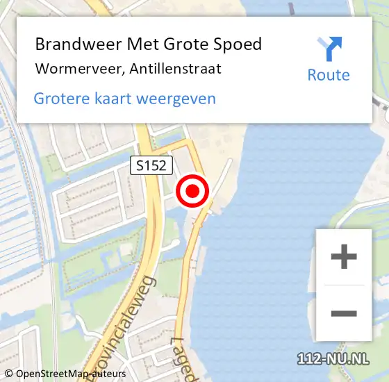 Locatie op kaart van de 112 melding: Brandweer Met Grote Spoed Naar Wormerveer, Antillenstraat op 1 november 2024 09:11