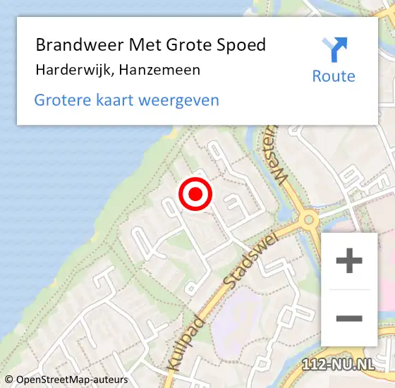 Locatie op kaart van de 112 melding: Brandweer Met Grote Spoed Naar Harderwijk, Hanzemeen op 25 oktober 2014 13:07