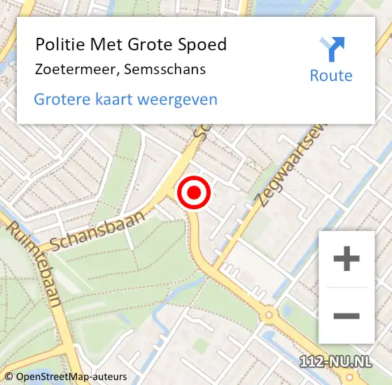 Locatie op kaart van de 112 melding: Politie Met Grote Spoed Naar Zoetermeer, Semsschans op 1 november 2024 09:17