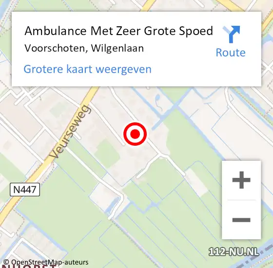 Locatie op kaart van de 112 melding: Ambulance Met Zeer Grote Spoed Naar Voorschoten, Wilgenlaan op 1 november 2024 09:49