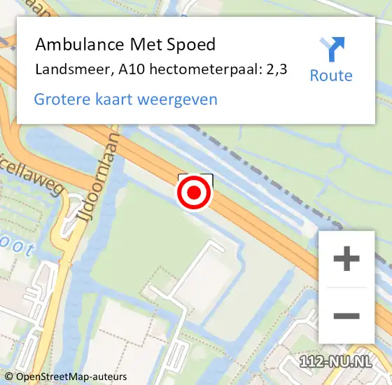 Locatie op kaart van de 112 melding: Ambulance Met Spoed Naar Landsmeer, A10 hectometerpaal: 2,3 op 1 november 2024 10:00