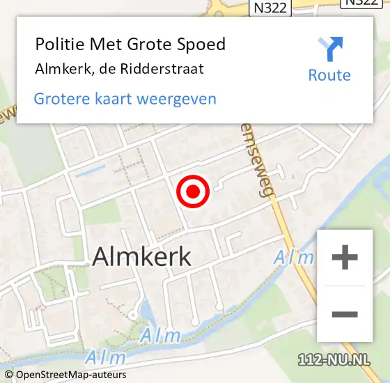 Locatie op kaart van de 112 melding: Politie Met Grote Spoed Naar Almkerk, de Ridderstraat op 1 november 2024 10:04