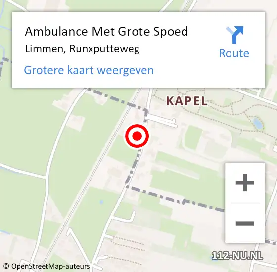 Locatie op kaart van de 112 melding: Ambulance Met Grote Spoed Naar Limmen, Runxputteweg op 1 november 2024 10:05