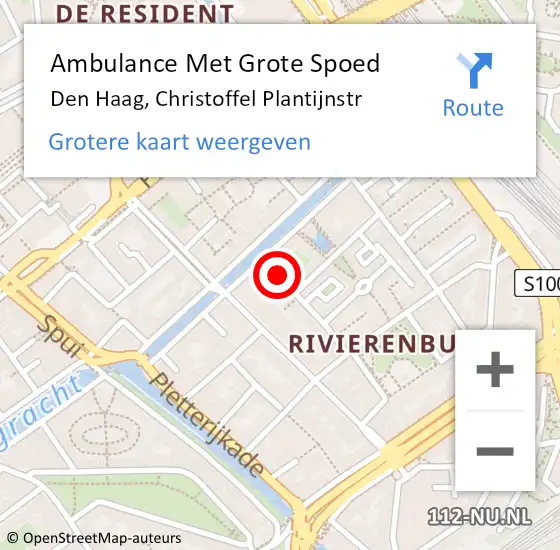Locatie op kaart van de 112 melding: Ambulance Met Grote Spoed Naar Den Haag, Christoffel Plantijnstr op 25 oktober 2014 13:15