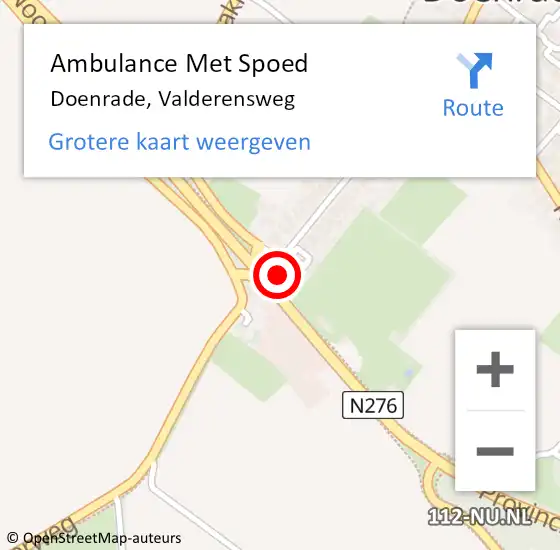 Locatie op kaart van de 112 melding: Ambulance Met Spoed Naar Doenrade, Valderensweg op 25 oktober 2014 13:16