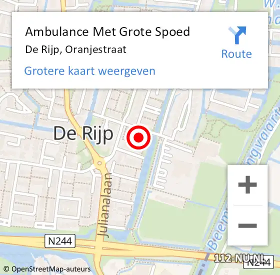 Locatie op kaart van de 112 melding: Ambulance Met Grote Spoed Naar De Rijp, Oranjestraat op 1 november 2024 11:10