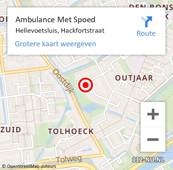 Locatie op kaart van de 112 melding: Ambulance Met Spoed Naar Hellevoetsluis, Hackfortstraat op 1 november 2024 11:11