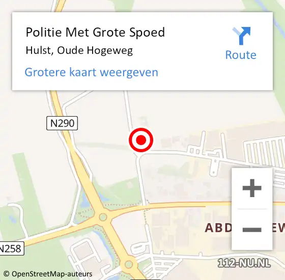 Locatie op kaart van de 112 melding: Politie Met Grote Spoed Naar Hulst, Oude Hogeweg op 1 november 2024 11:23