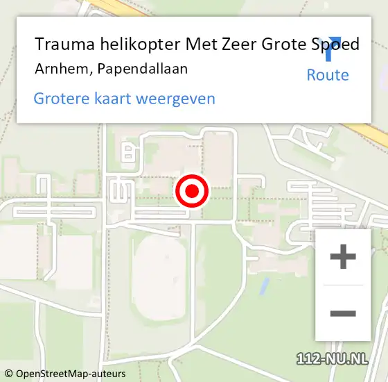 Locatie op kaart van de 112 melding: Trauma helikopter Met Zeer Grote Spoed Naar Arnhem, Papendallaan op 1 november 2024 11:25