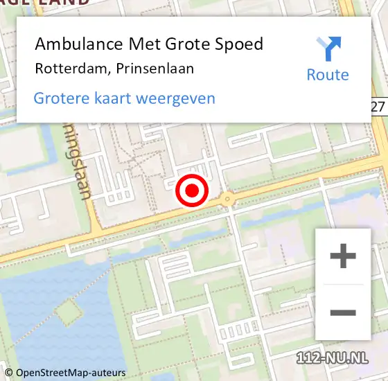 Locatie op kaart van de 112 melding: Ambulance Met Grote Spoed Naar Rotterdam, Prinsenlaan op 1 november 2024 11:37