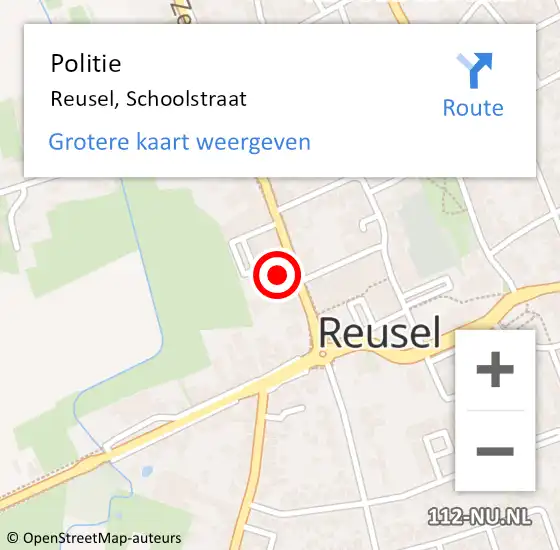 Locatie op kaart van de 112 melding: Politie Reusel, Schoolstraat op 1 november 2024 11:46