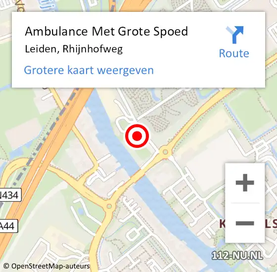 Locatie op kaart van de 112 melding: Ambulance Met Grote Spoed Naar Oegstgeest, Rhijnhofweg op 1 november 2024 11:50