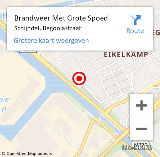 Locatie op kaart van de 112 melding: Brandweer Met Grote Spoed Naar Schijndel, Begoniastraat op 1 november 2024 11:53