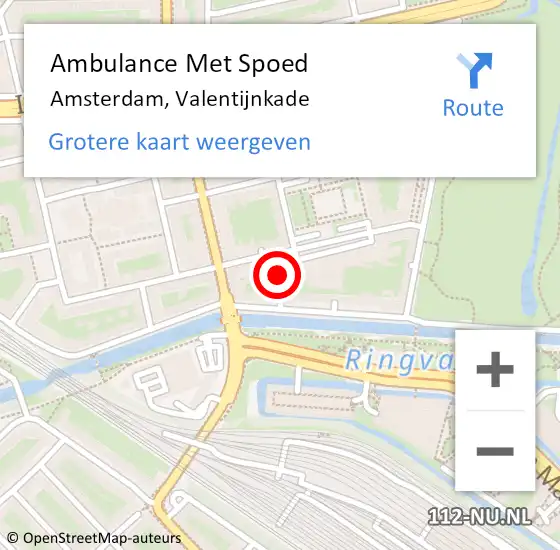 Locatie op kaart van de 112 melding: Ambulance Met Spoed Naar Amsterdam, Valentijnkade op 1 november 2024 12:11