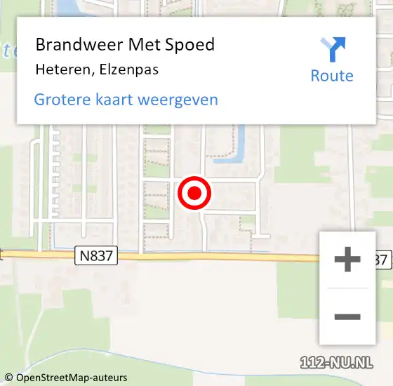 Locatie op kaart van de 112 melding: Brandweer Met Spoed Naar Heteren, Elzenpas op 1 november 2024 12:11