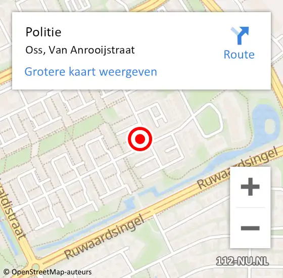 Locatie op kaart van de 112 melding: Politie Oss, Van Anrooijstraat op 1 november 2024 12:39