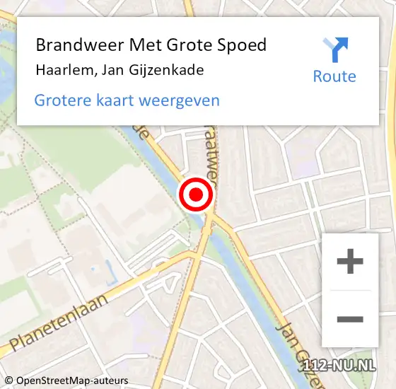 Locatie op kaart van de 112 melding: Brandweer Met Grote Spoed Naar Haarlem, Jan Gijzenkade op 1 november 2024 12:42