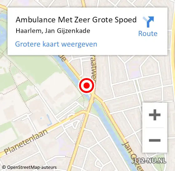 Locatie op kaart van de 112 melding: Ambulance Met Zeer Grote Spoed Naar Haarlem, Jan Gijzenkade op 1 november 2024 12:42