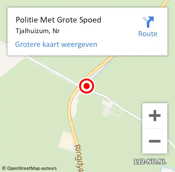 Locatie op kaart van de 112 melding: Politie Met Grote Spoed Naar Tjalhuizum, Nr op 1 november 2024 12:45