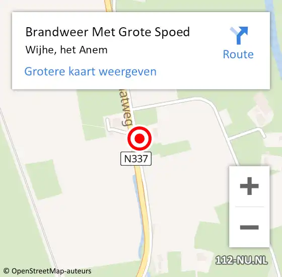 Locatie op kaart van de 112 melding: Brandweer Met Grote Spoed Naar Wijhe, het Anem op 25 oktober 2014 13:30