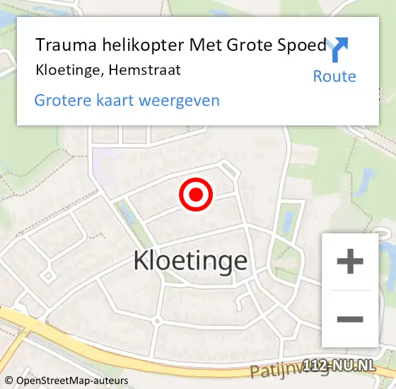 Locatie op kaart van de 112 melding: Trauma helikopter Met Grote Spoed Naar Kloetinge, Hemstraat op 1 november 2024 13:07