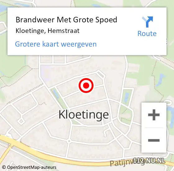 Locatie op kaart van de 112 melding: Brandweer Met Grote Spoed Naar Kloetinge, Hemstraat op 1 november 2024 13:08