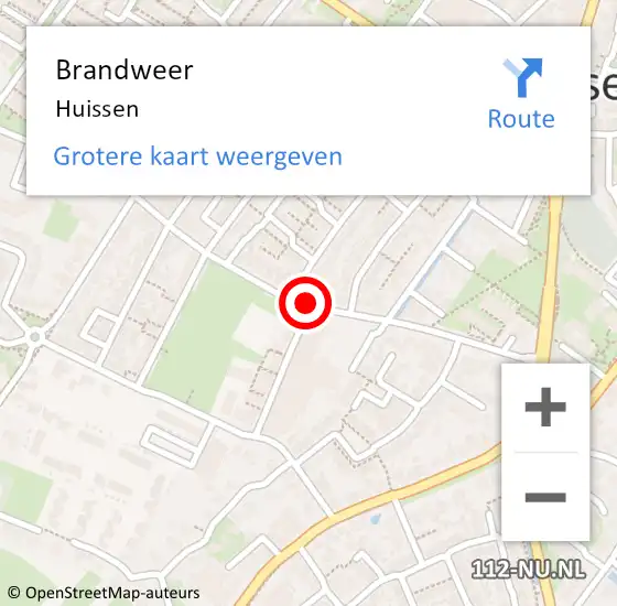 Locatie op kaart van de 112 melding: Brandweer Huissen op 1 november 2024 13:30