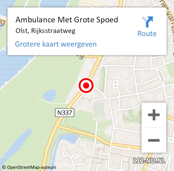 Locatie op kaart van de 112 melding: Ambulance Met Grote Spoed Naar Olst, Rijksstraatweg op 25 oktober 2014 13:37