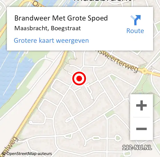 Locatie op kaart van de 112 melding: Brandweer Met Grote Spoed Naar Maasbracht, Boegstraat op 1 november 2024 14:03