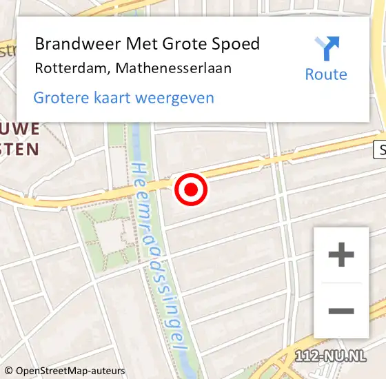 Locatie op kaart van de 112 melding: Brandweer Met Grote Spoed Naar Rotterdam, Mathenesserlaan op 1 november 2024 14:12