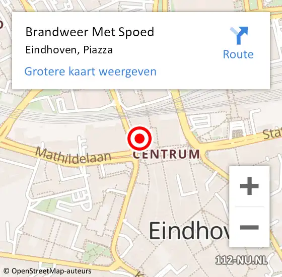 Locatie op kaart van de 112 melding: Brandweer Met Spoed Naar Eindhoven, Piazza op 1 november 2024 14:21