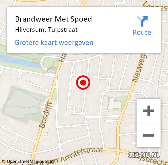 Locatie op kaart van de 112 melding: Brandweer Met Spoed Naar Hilversum, Tulpstraat op 1 november 2024 14:35