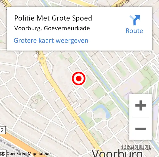 Locatie op kaart van de 112 melding: Politie Met Grote Spoed Naar Voorburg, Goeverneurkade op 1 november 2024 14:53