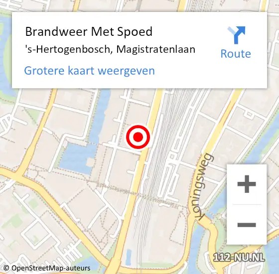 Locatie op kaart van de 112 melding: Brandweer Met Spoed Naar 's-Hertogenbosch, Magistratenlaan op 1 november 2024 14:59