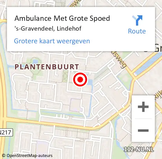 Locatie op kaart van de 112 melding: Ambulance Met Grote Spoed Naar 's-Gravendeel, Lindehof op 1 november 2024 15:11