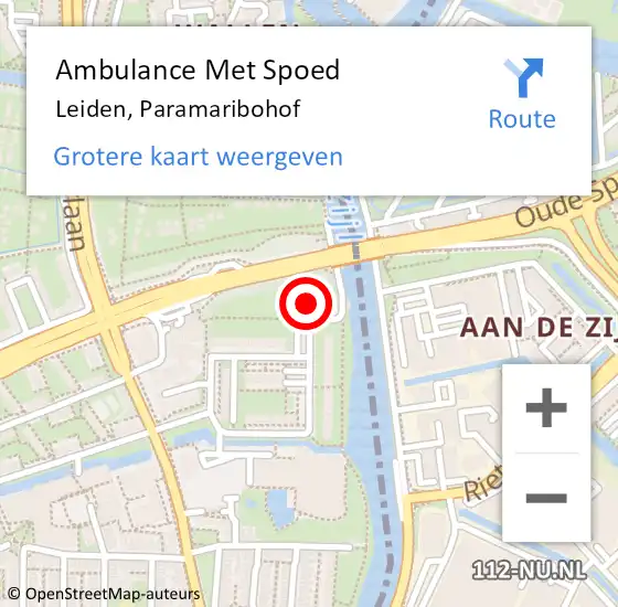 Locatie op kaart van de 112 melding: Ambulance Met Spoed Naar Leiden, Paramaribohof op 1 november 2024 15:11