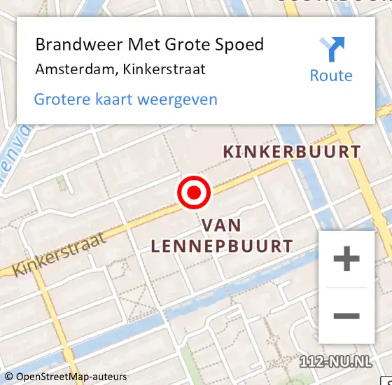 Locatie op kaart van de 112 melding: Brandweer Met Grote Spoed Naar Amsterdam, Kinkerstraat op 1 november 2024 15:26