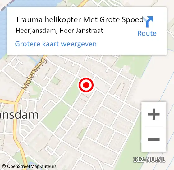 Locatie op kaart van de 112 melding: Trauma helikopter Met Grote Spoed Naar Heerjansdam, Heer Janstraat op 1 november 2024 15:28