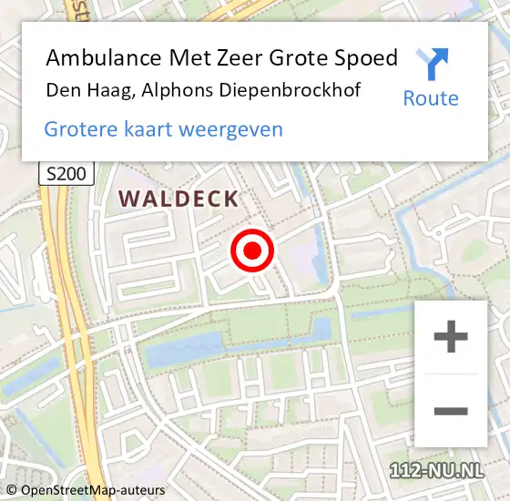 Locatie op kaart van de 112 melding: Ambulance Met Zeer Grote Spoed Naar Den Haag, Alphons Diepenbrockhof op 1 november 2024 15:44