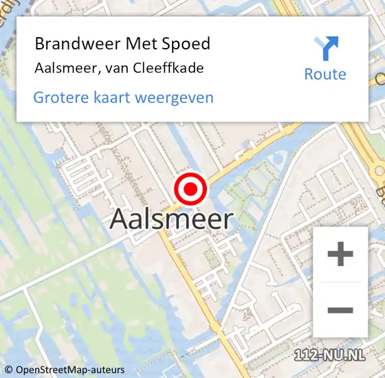 Locatie op kaart van de 112 melding: Brandweer Met Spoed Naar Aalsmeer, van Cleeffkade op 1 november 2024 15:46