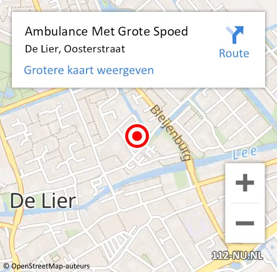 Locatie op kaart van de 112 melding: Ambulance Met Grote Spoed Naar De Lier, Oosterstraat op 1 november 2024 15:53