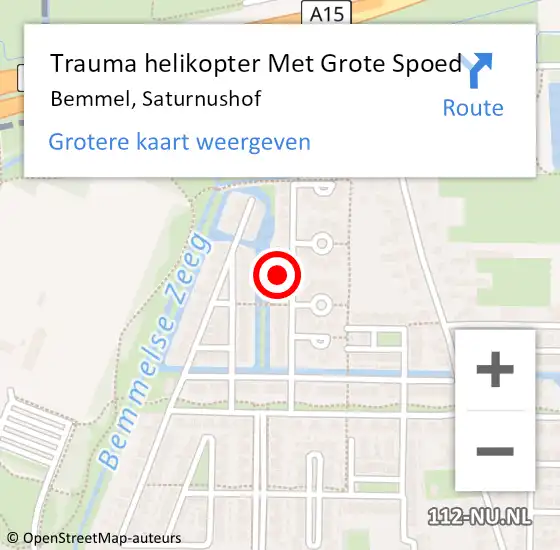 Locatie op kaart van de 112 melding: Trauma helikopter Met Grote Spoed Naar Bemmel, Saturnushof op 1 november 2024 16:00